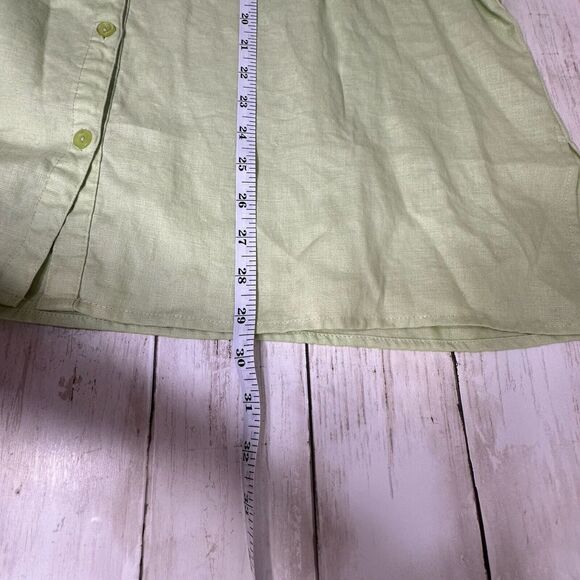 Lucy & Laurel Woman Plus Size 2X Green Blouse 100% Linen Button Up Embroidered - Picture 11 of 12
